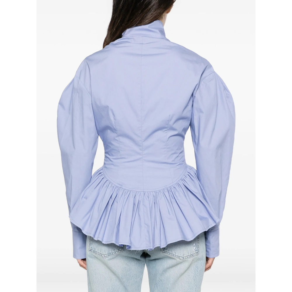Elaine Peplum-Hem Puff-Sleeve Shirt