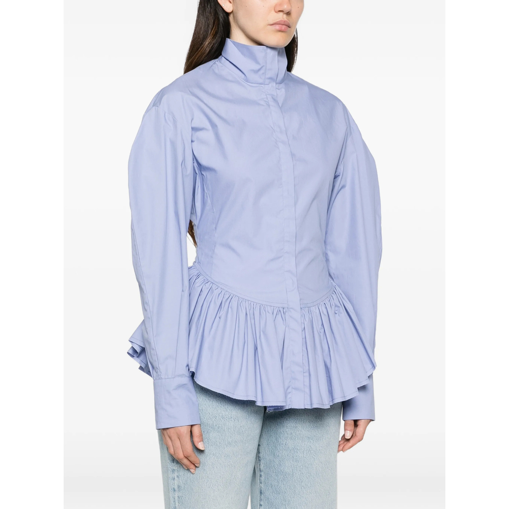 Elaine Peplum-Hem Puff-Sleeve Shirt