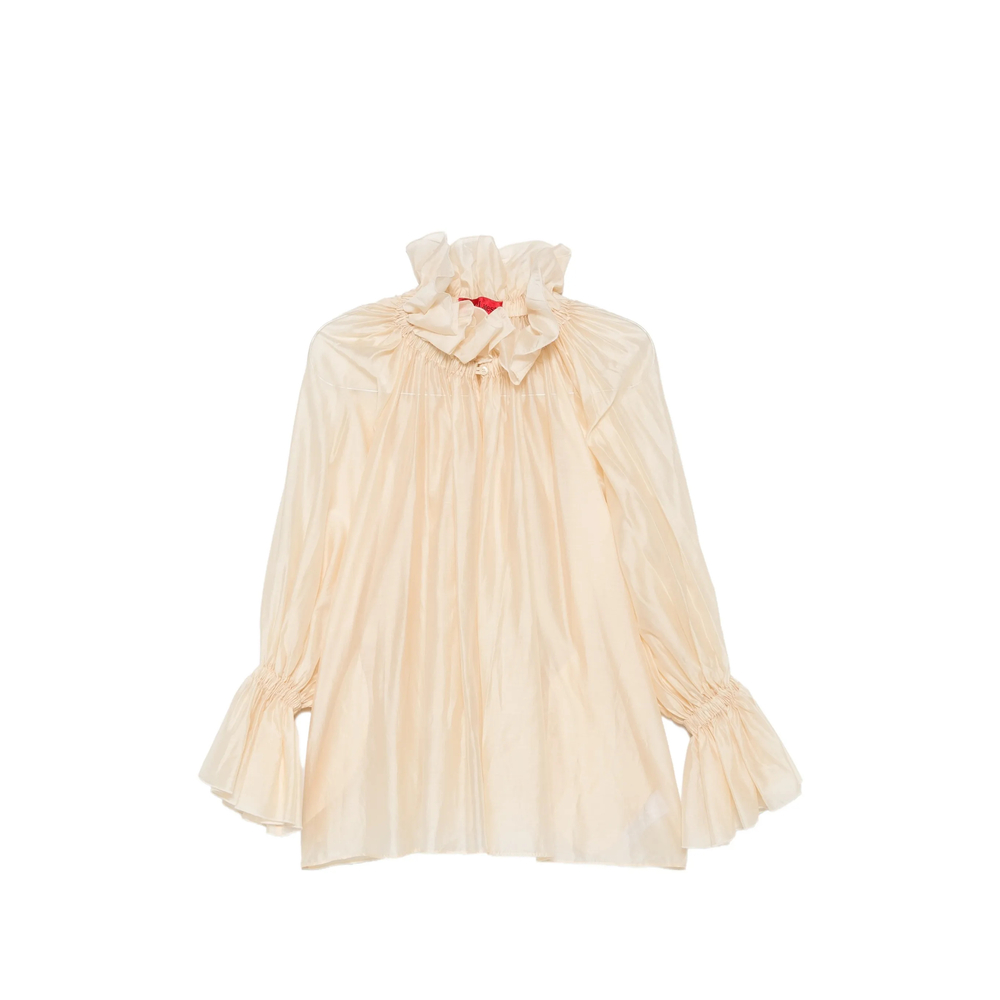 Thelatest Estelle Ruffled-collar Balloon-sleeve Top