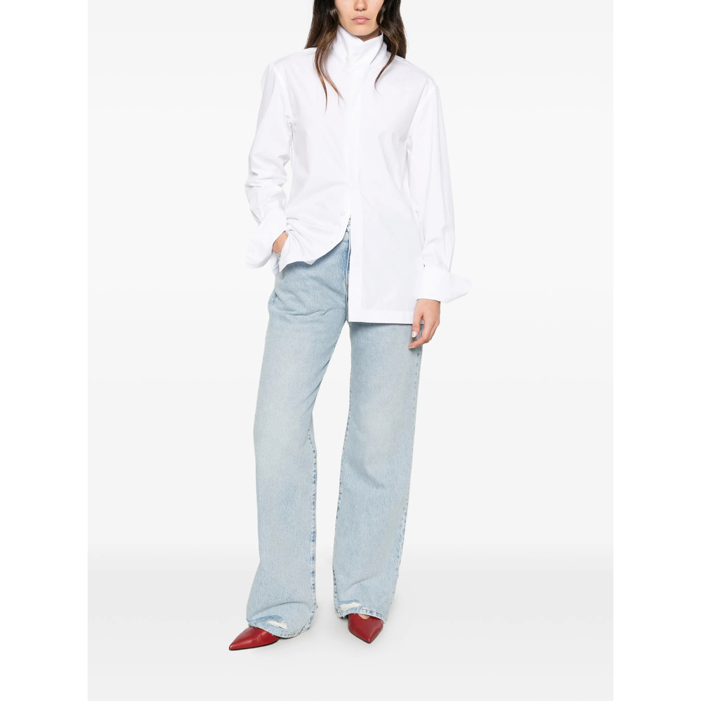 Edith High-Neck Long-Sleeve Shirt