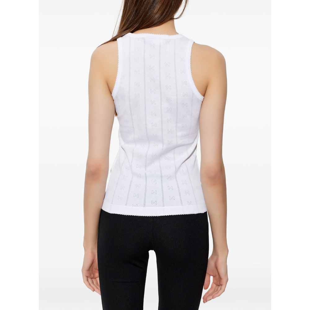 Logo-Patch Pointelle-Knit Top