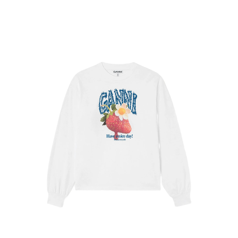 Ganni Strawberry-print Long-sleeve T-shirt