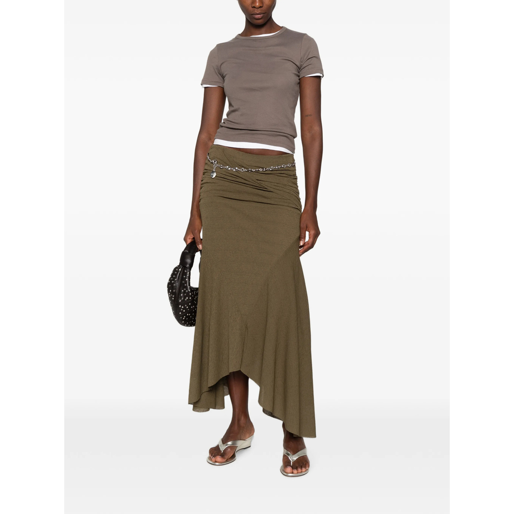 Ruched Asymmetric-Hem Asymmetric Skirt