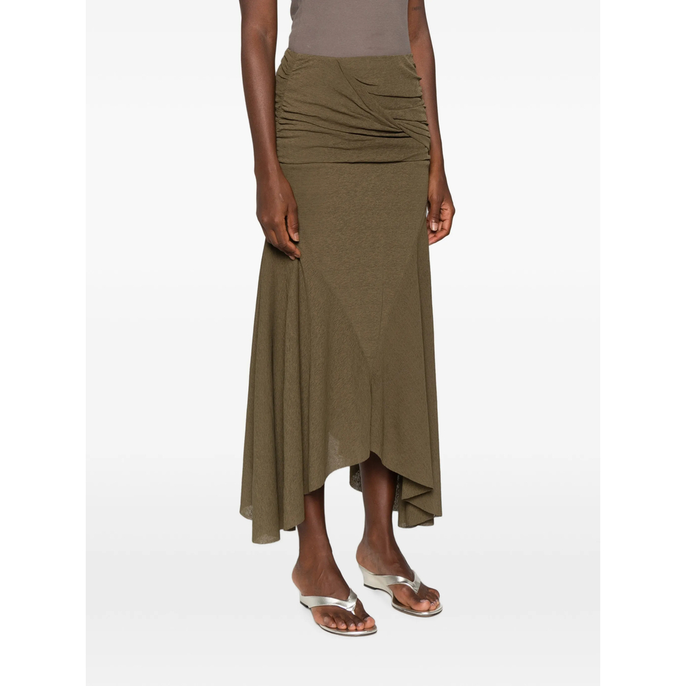 Ruched Asymmetric-Hem Asymmetric Skirt