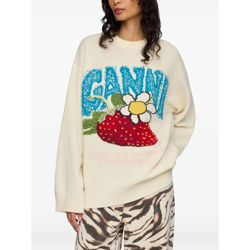 Oversized Jumper With Strawberry