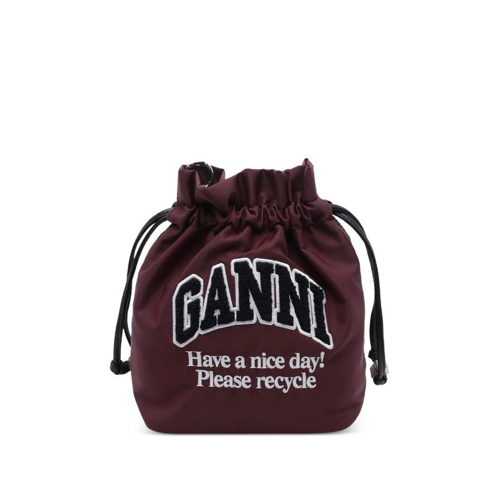 Ganni Logo-patch Drawstring Bucket Bag