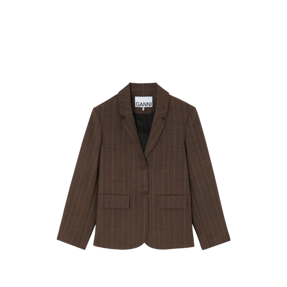Ganni Ganni Pinstriped Wool Blazer