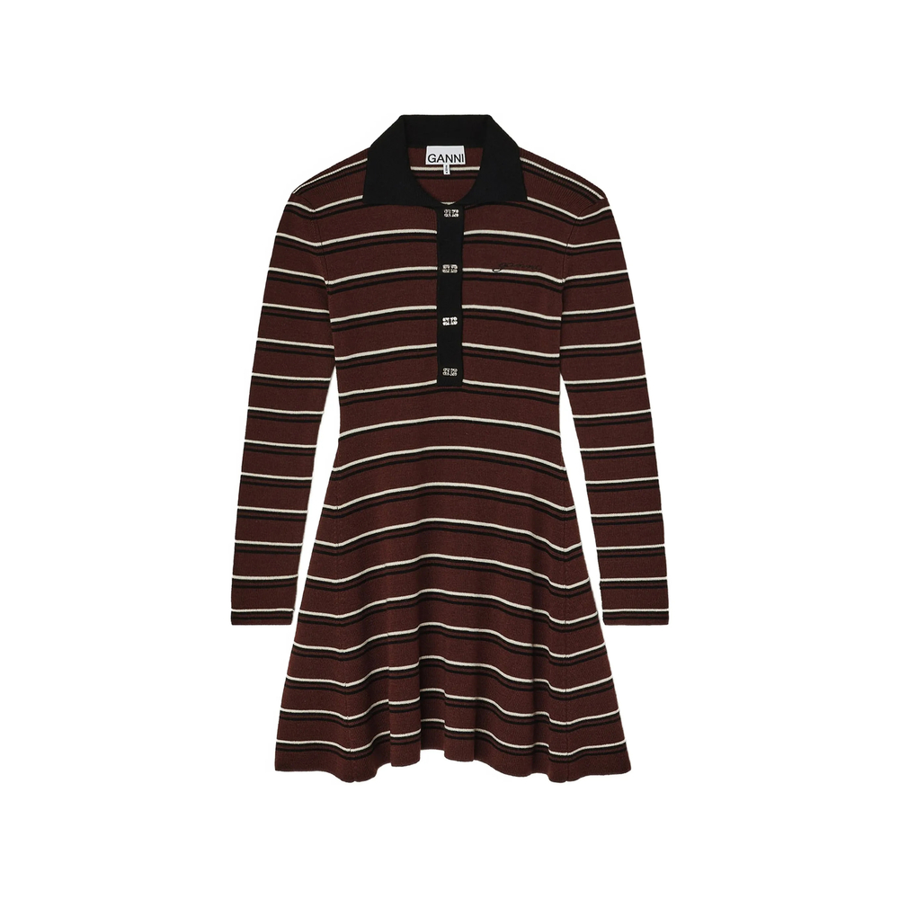 Ganni Striped Polo Mini Dress