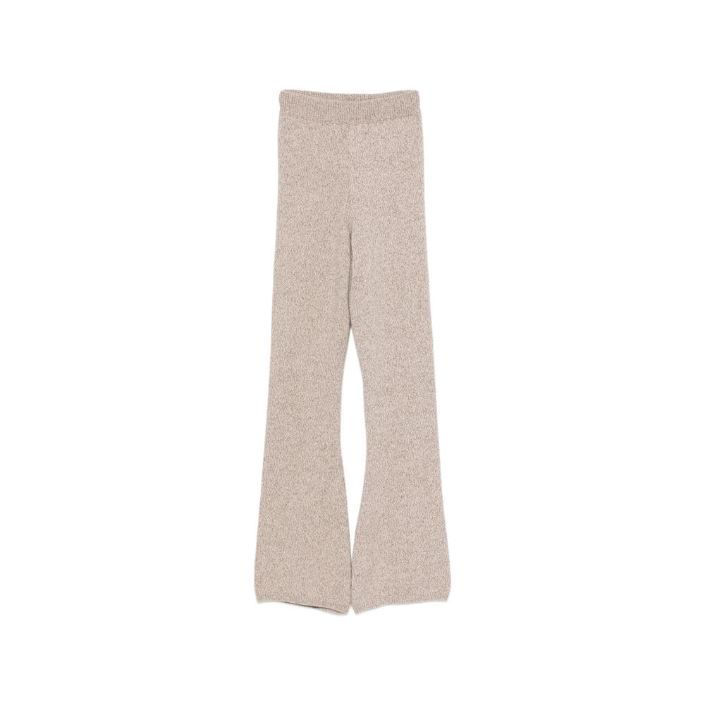 Ely Ely Marl-knit Flared Trousers In Neutrals