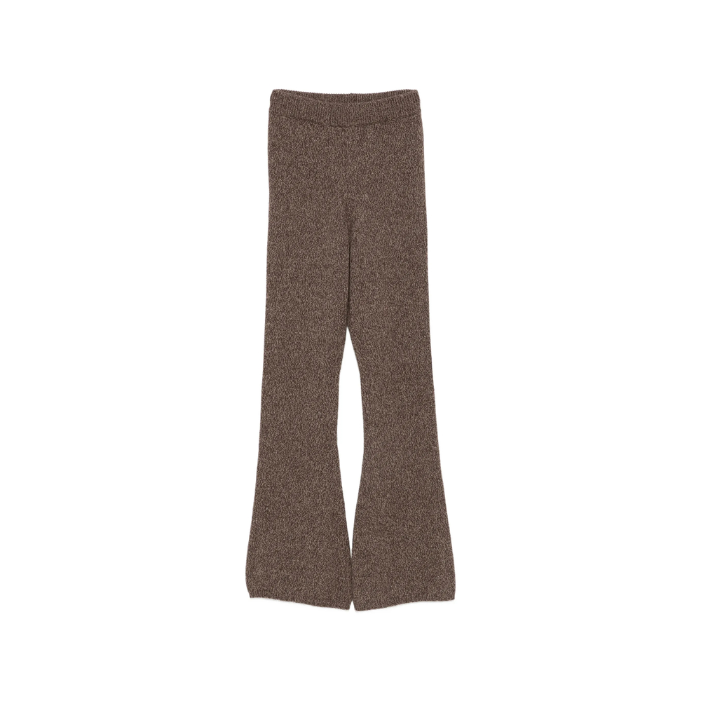Ely Ely Fine-knit Flared Trousers In Brown