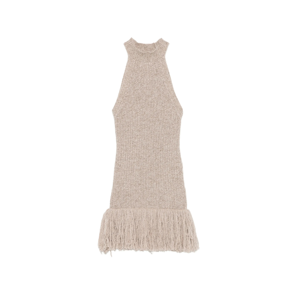Ely Ely Fringe-trim Ribbed-knit Mini Dress