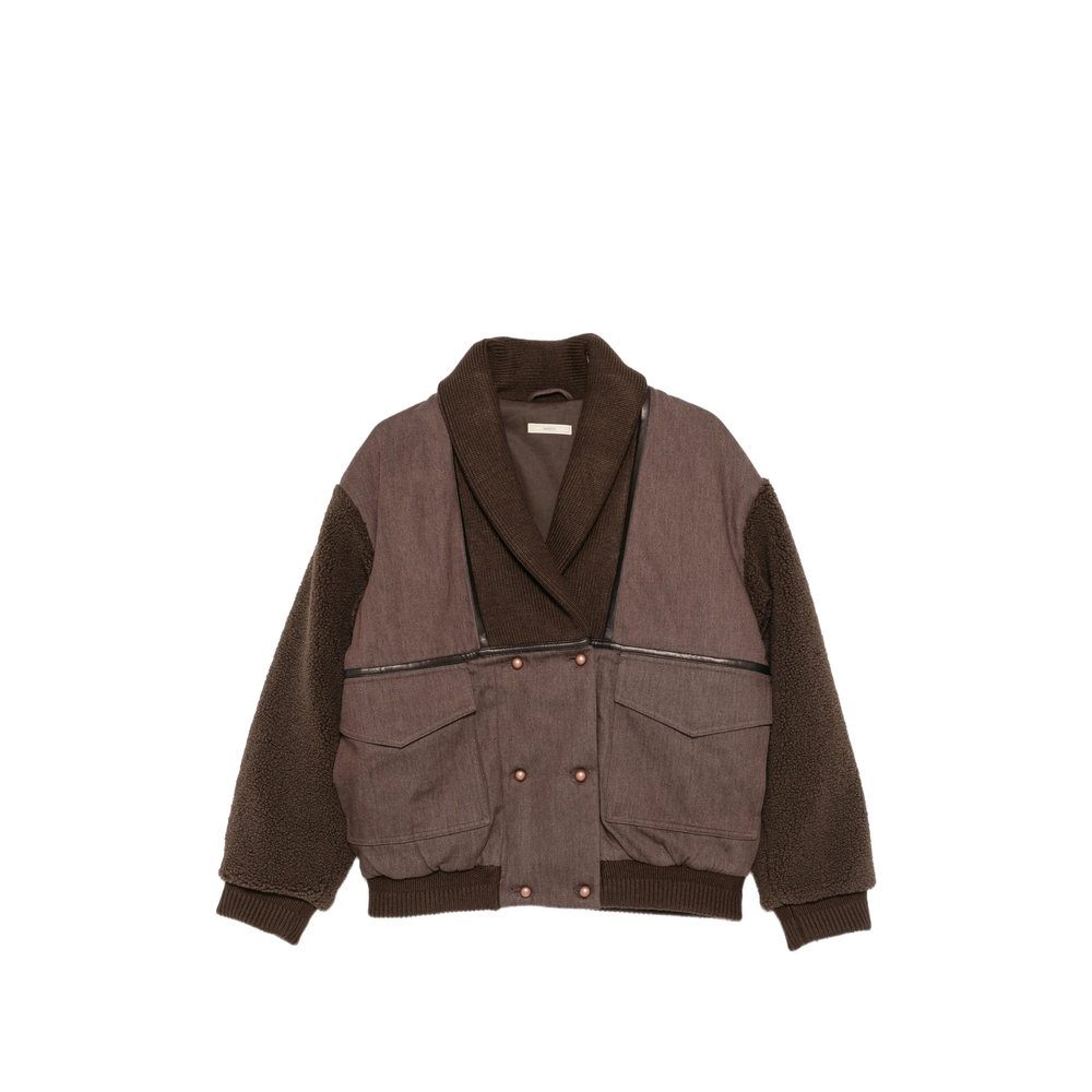 Sessùn Double-Breasted Fleece-Sleeve Jacket