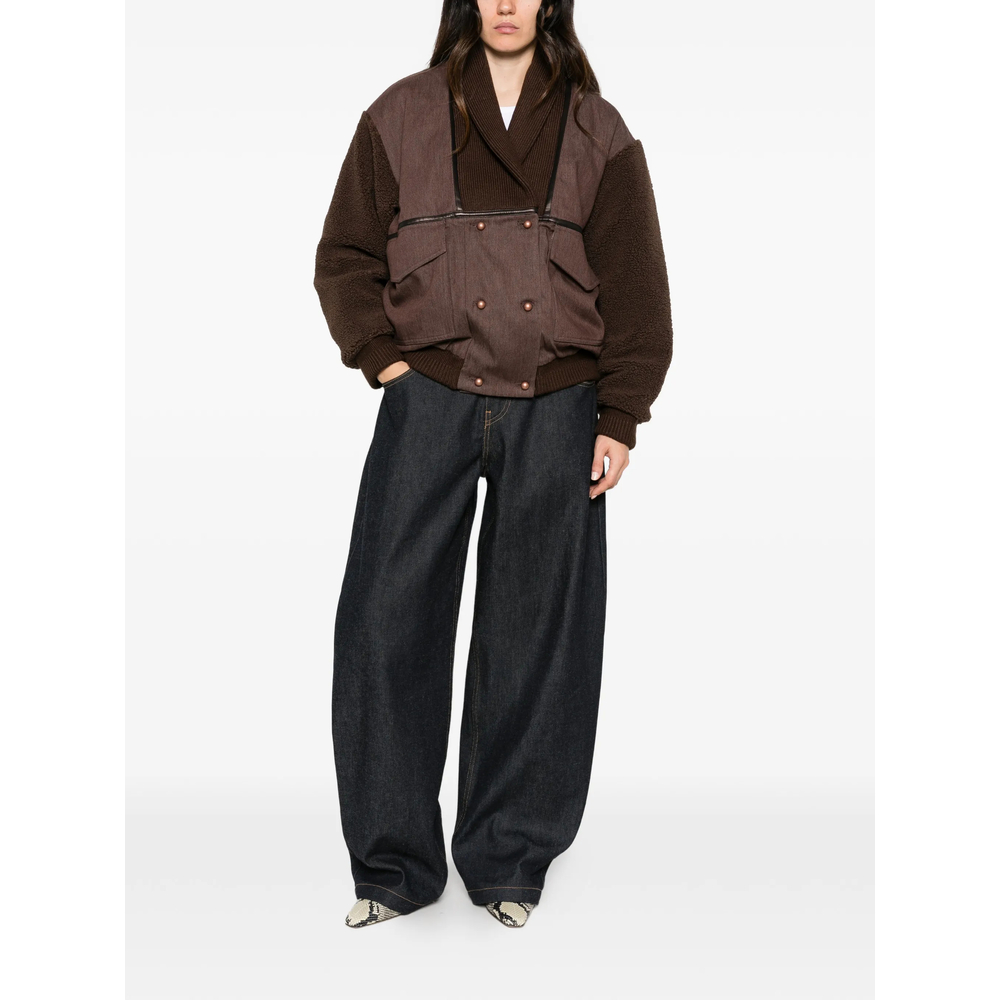 Sessùn Double-Breasted Fleece-Sleeve Jacket
