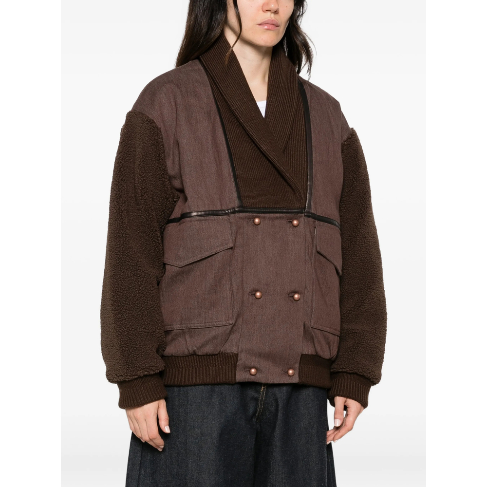 Sessùn Double-Breasted Fleece-Sleeve Jacket
