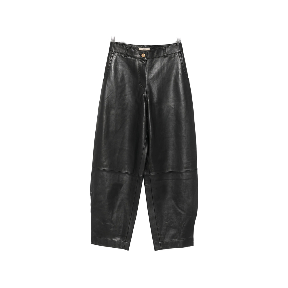 Sessun Carlea Leather Tapered Trousers In Black