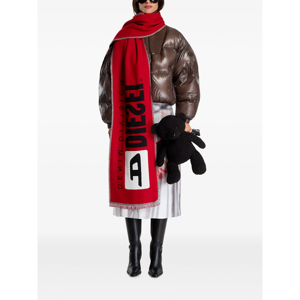Down Puffer Jacket In Ripstop With Knitted Collar