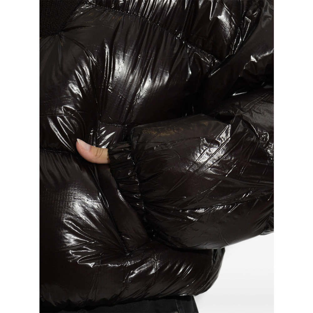 Down Puffer Jacket In Ripstop With Knitted Collar