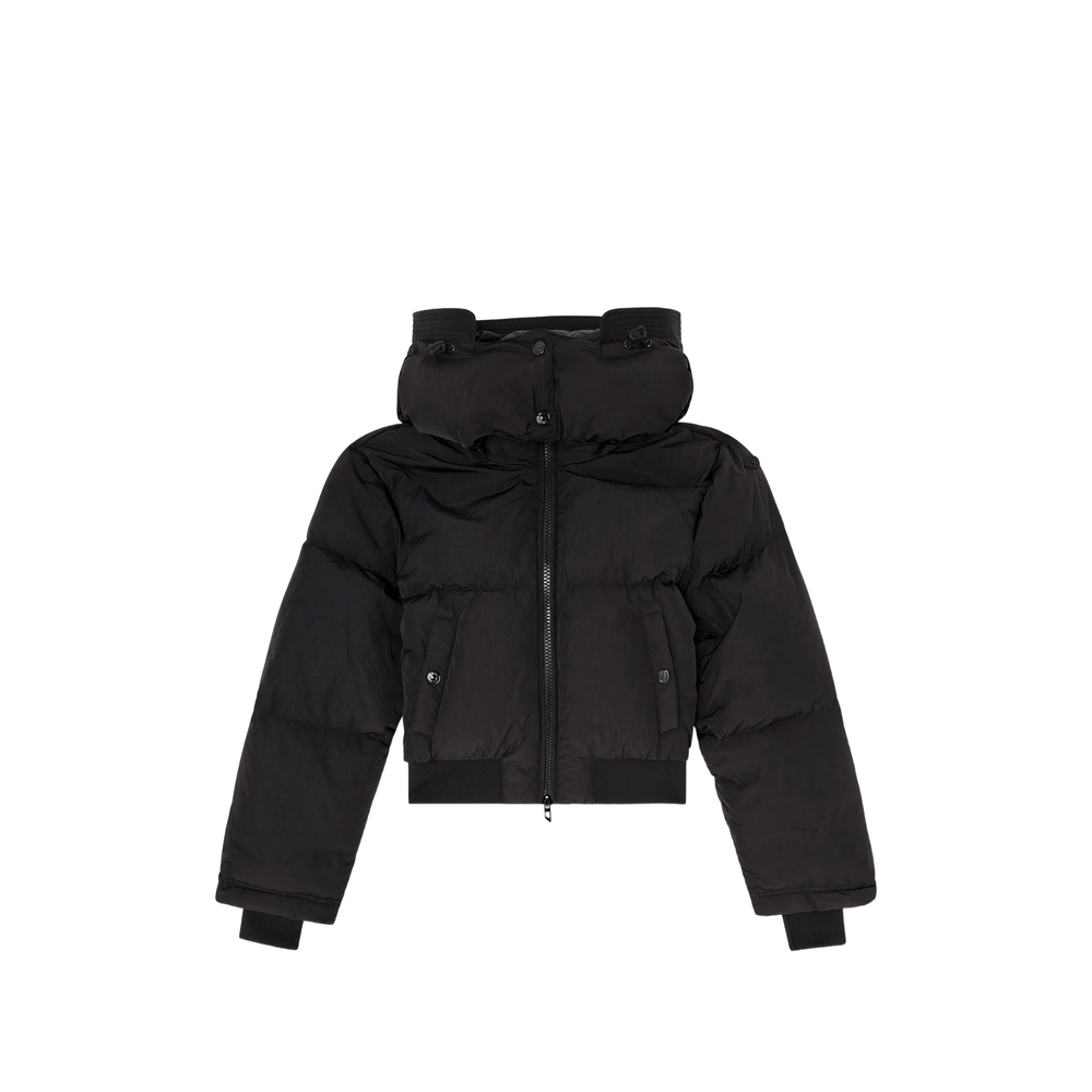 Wrinkled-Nylon Down Puffer Jacket With Detachable Hood