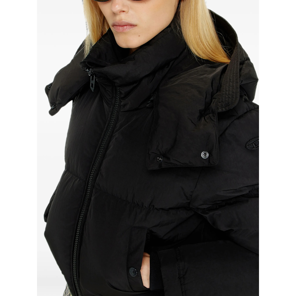 Wrinkled-Nylon Down Puffer Jacket With Detachable Hood