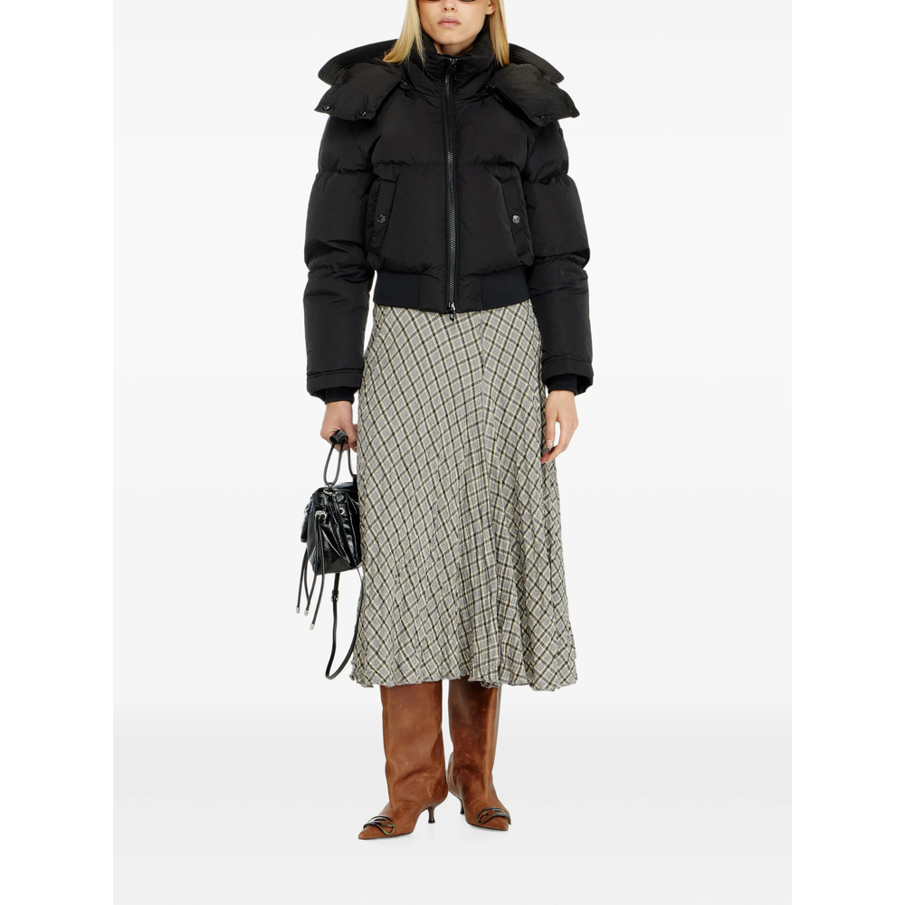 Wrinkled-Nylon Down Puffer Jacket With Detachable Hood