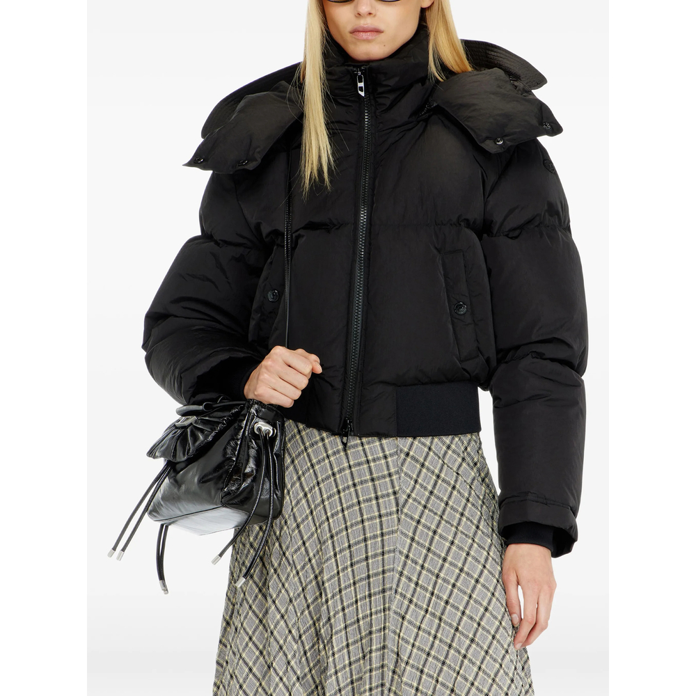 Wrinkled-Nylon Down Puffer Jacket With Detachable Hood