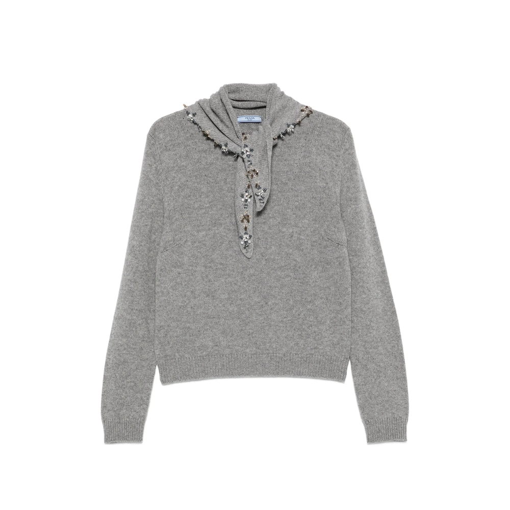 Prada Cashmere Crew-neck Sweater With Scarf