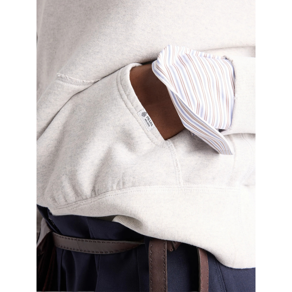 Cotton Fleece Hoodie With Jewel Brooch