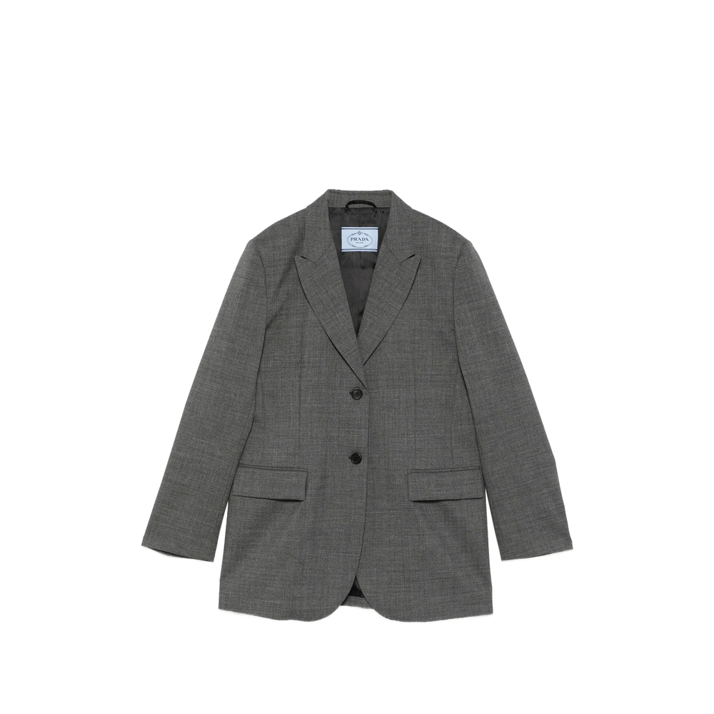 Prada Single-breasted Mélange Hopsack Jacket