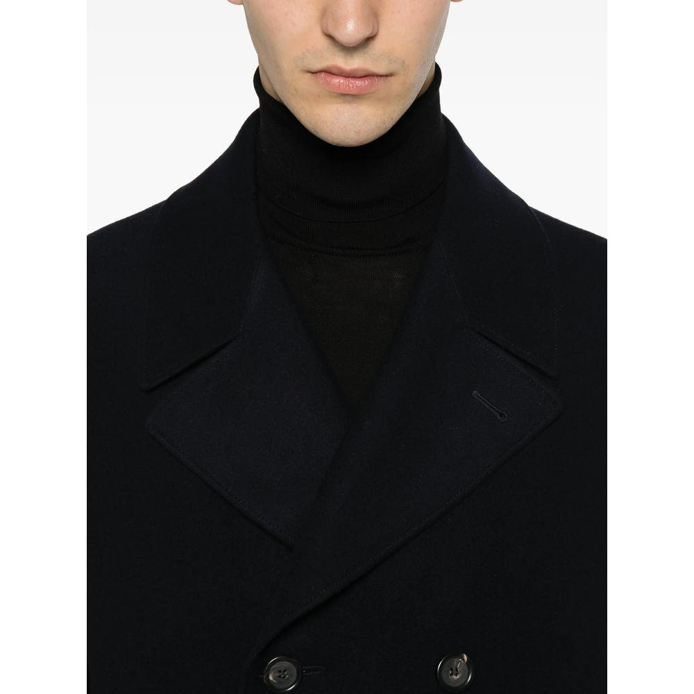Logo-Patch Double-Breasted Peacoat