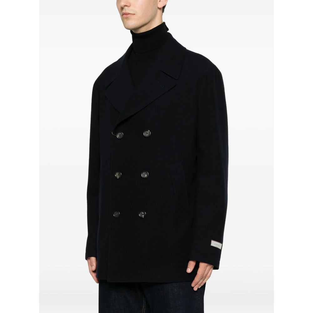 Logo-Patch Double-Breasted Peacoat