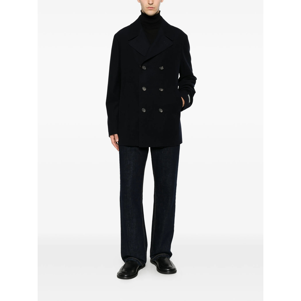 Logo-Patch Double-Breasted Peacoat