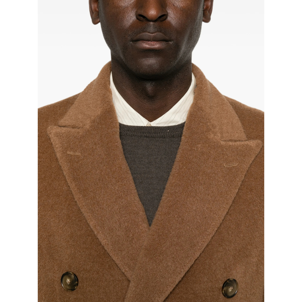 Double-Breasted Peak-Lapel Coat