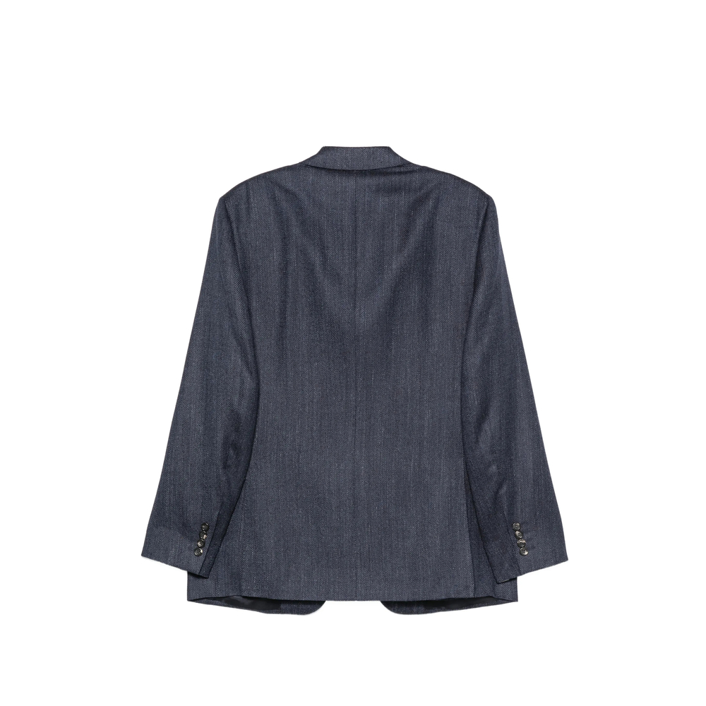 Herringbone-Pattern Notch-Lapels Jacket