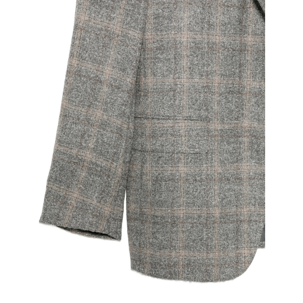 Check-Pattern Single-Breasted Blazer