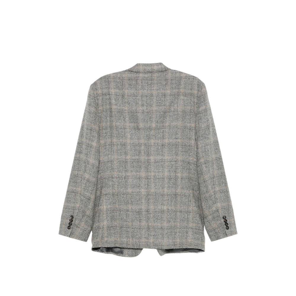Check-Pattern Single-Breasted Blazer