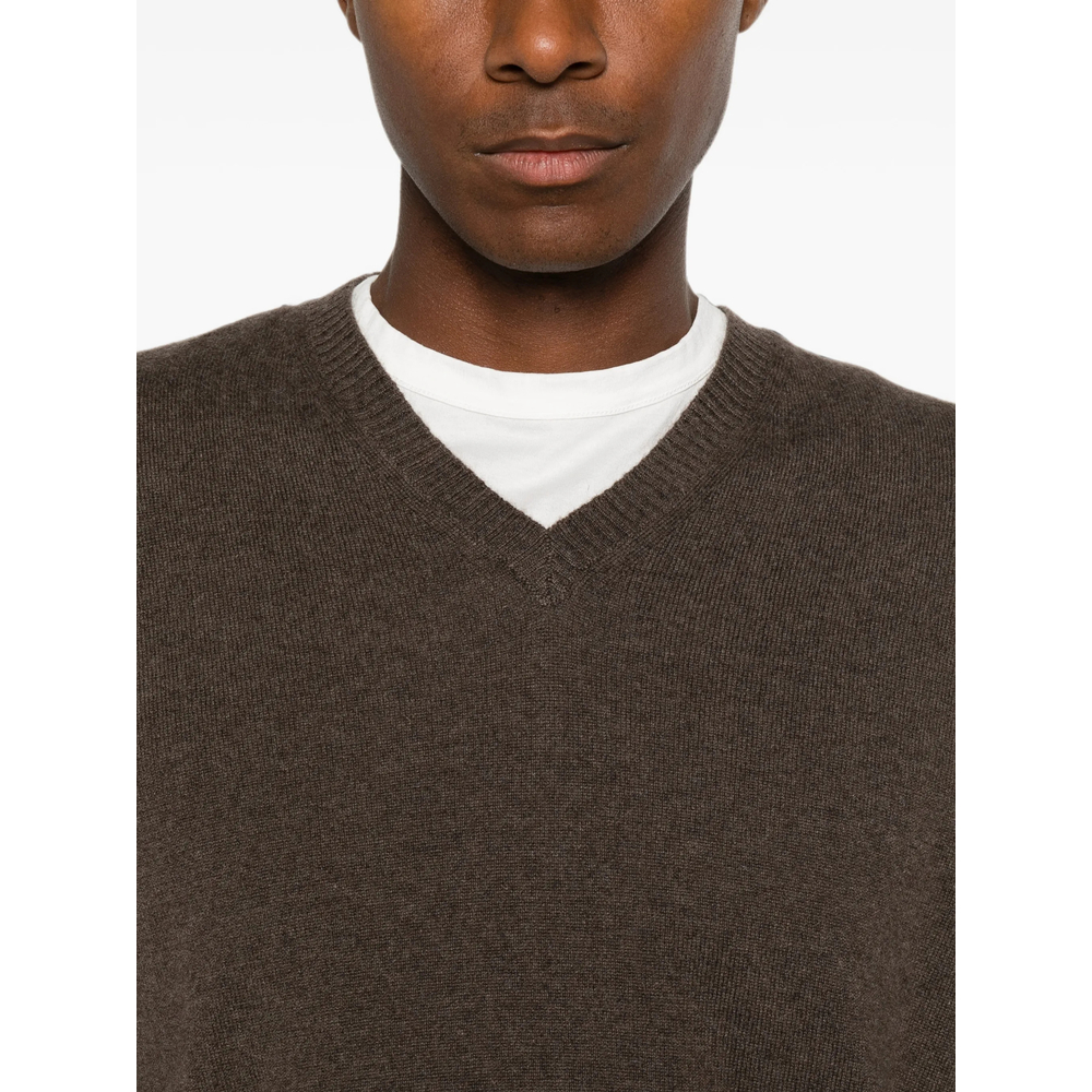 V-Neck Ribbed-Trim Sweater