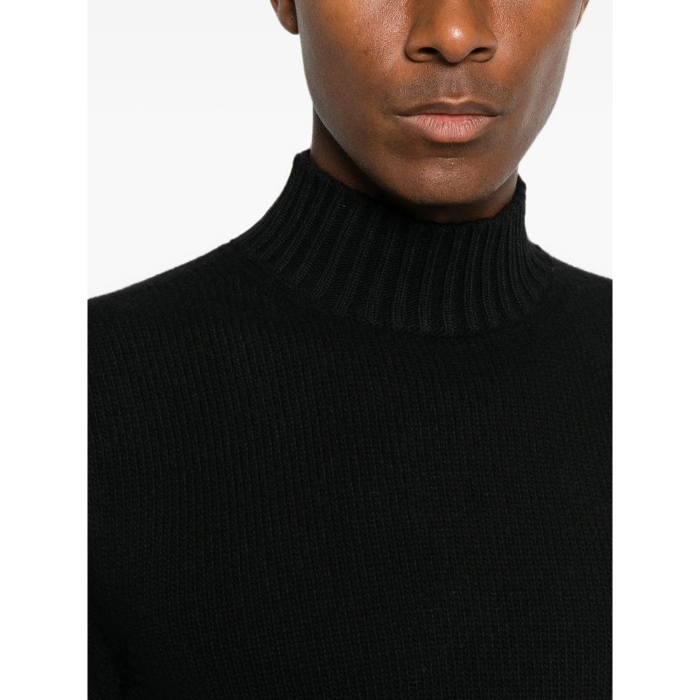 Ribbed-Knit High-Neck Knit