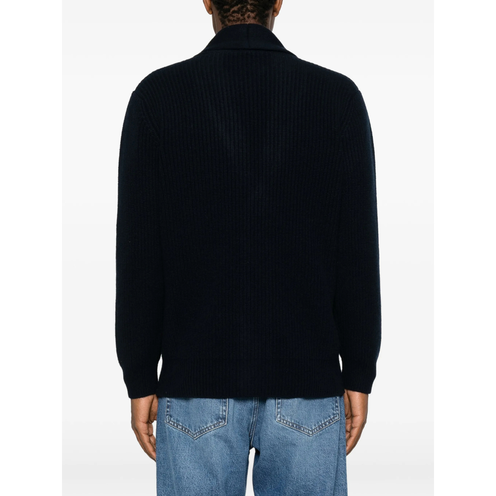 Ribbed-Knit Shawl-Collar Cardigan