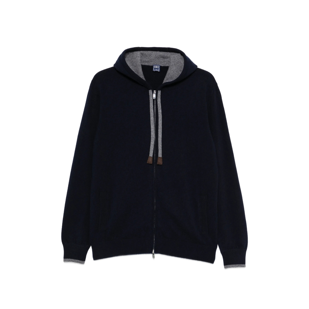 Fedeli Davis Zip-up Drawstring Knitted Hoodie