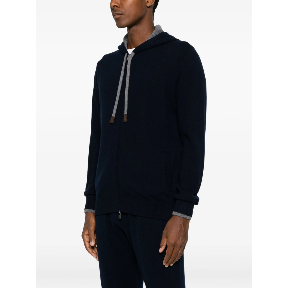 Davis Zip-Up Drawstring Knitted Hoodie