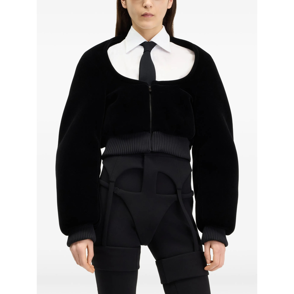 Boxy-Fit Cropped Bomber Jacket