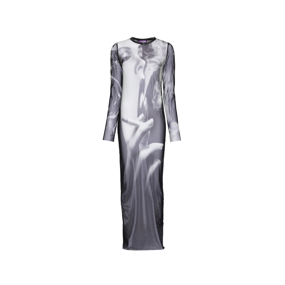 Jean Paul Gaultier Graphic-print Long-sleeve Maxi Dress