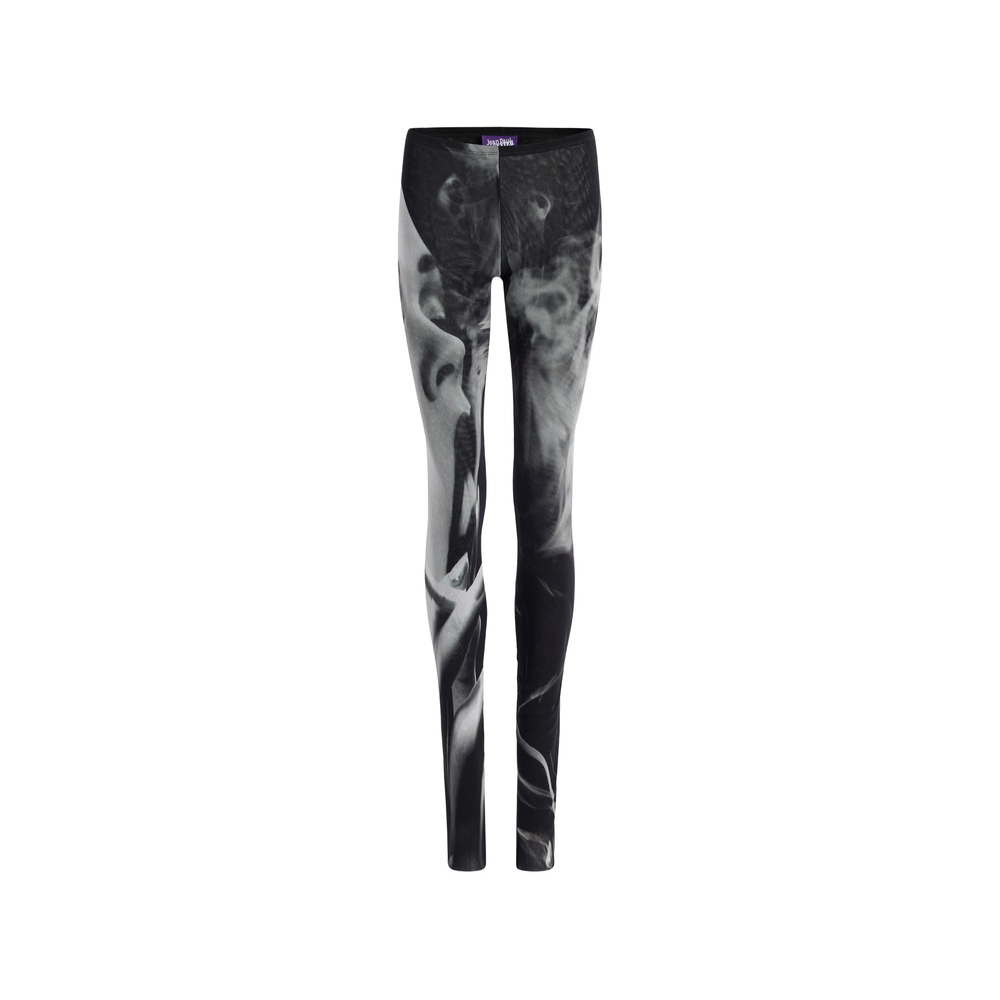 Jean Paul Gaultier Mesh Flare Pants Printed "Smoking Women"