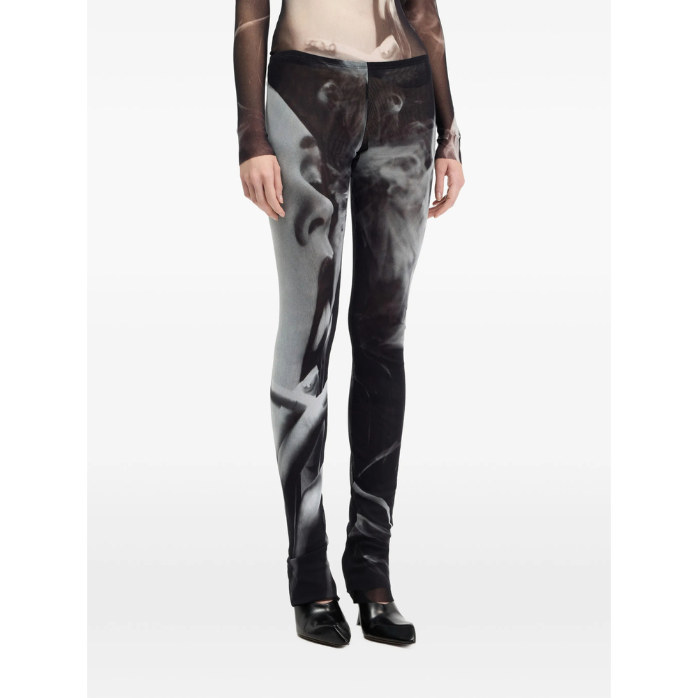 Mesh Flare Pants Printed "Smoking Women"