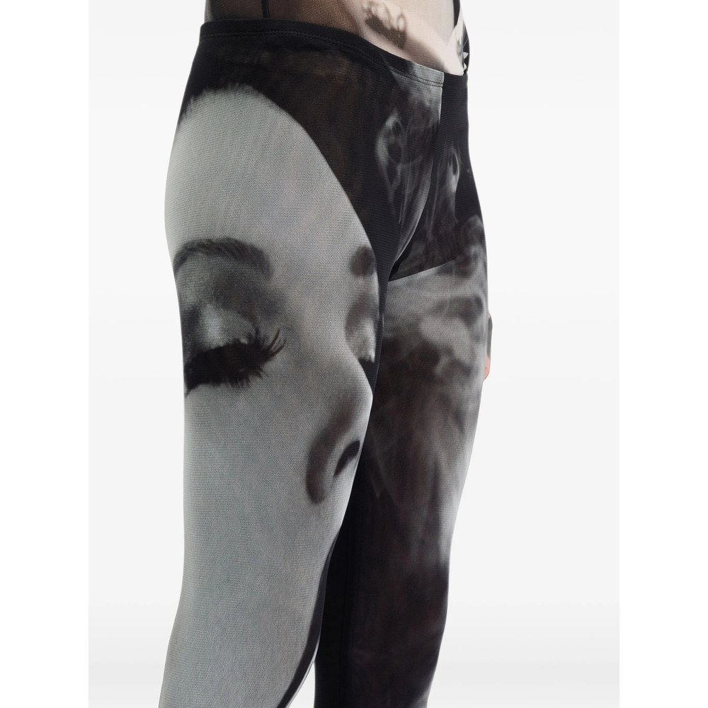 Mesh Flare Pants Printed "Smoking Women"
