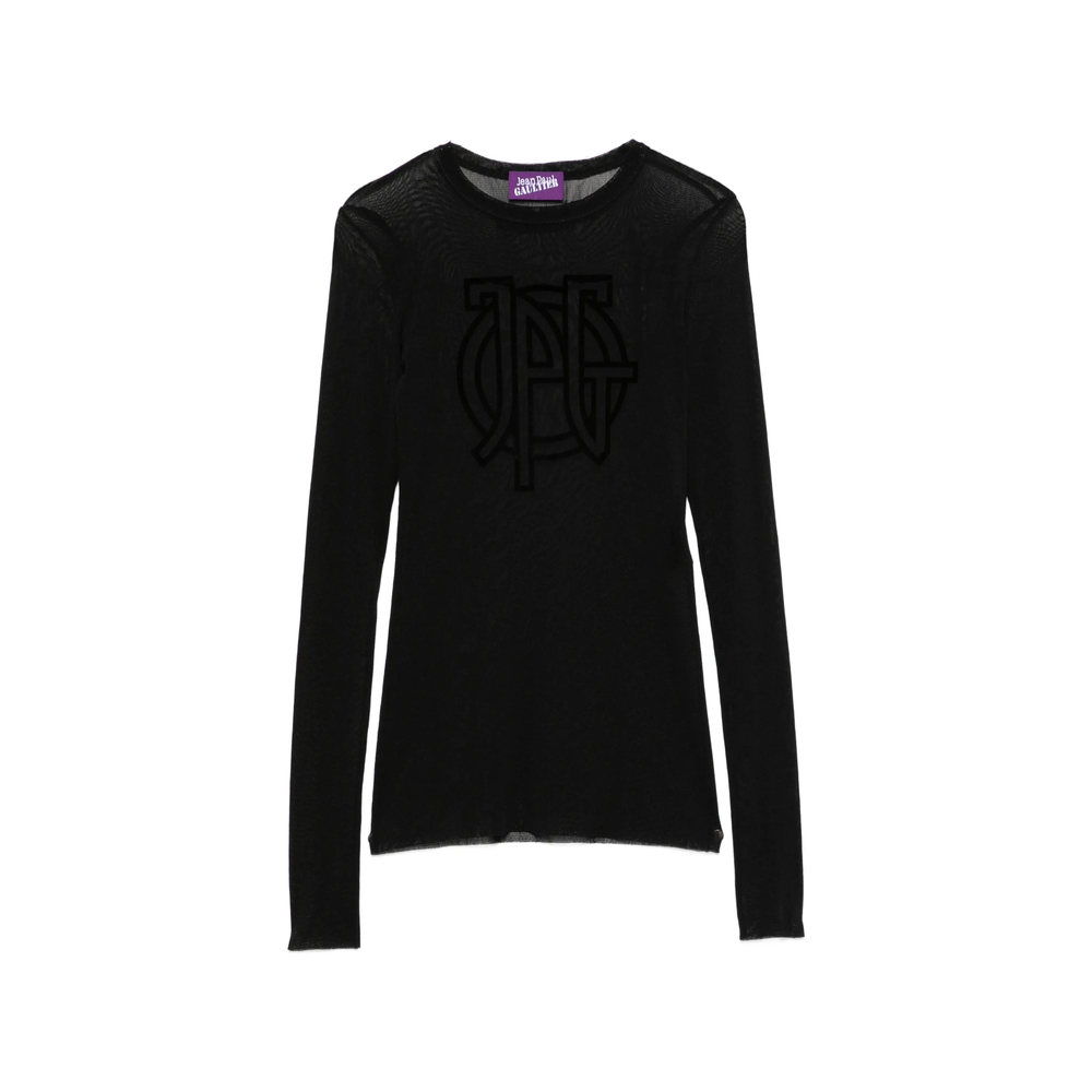 Jean Paul Gaultier Flocked-logo Sheer Top