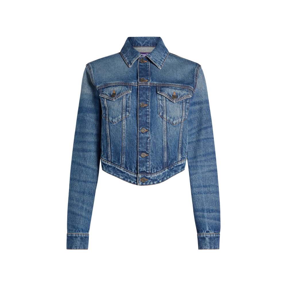 Jean Paul Gaultier Logo-print Wavy-waistband Denim Jacket