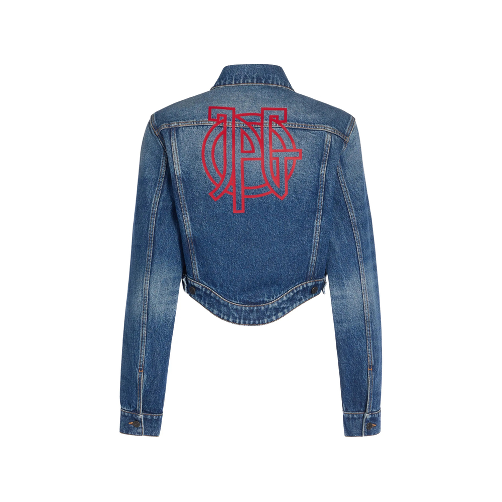 Logo-Print Wavy-Waistband Denim Jacket