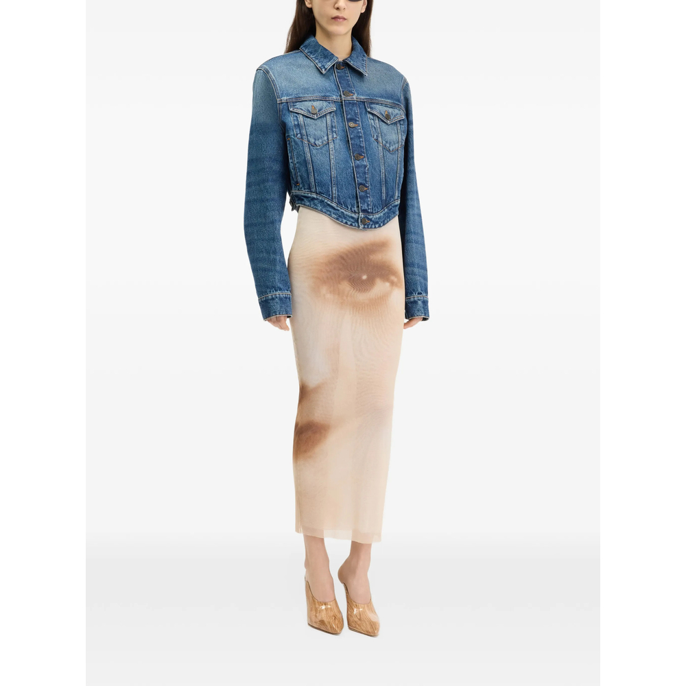 Logo-Print Wavy-Waistband Denim Jacket