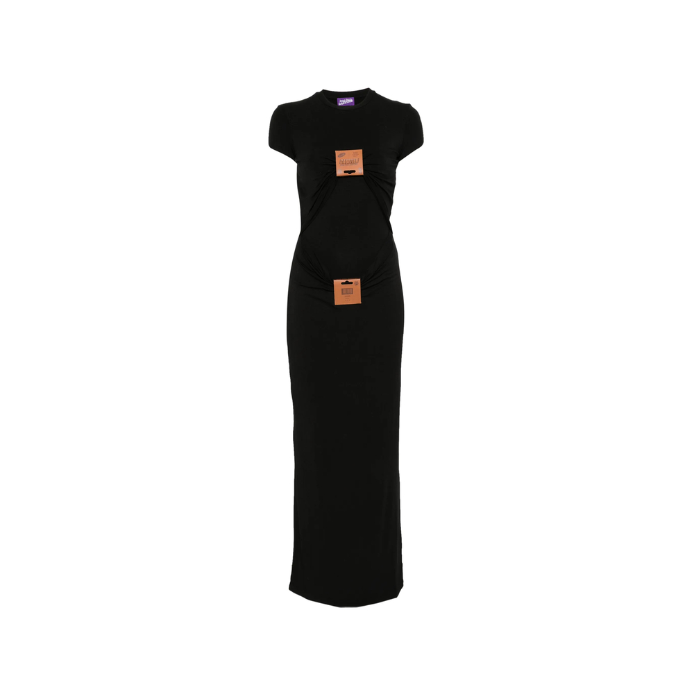 Jean Paul Gaultier Leather-tag Draped Maxi Dress
